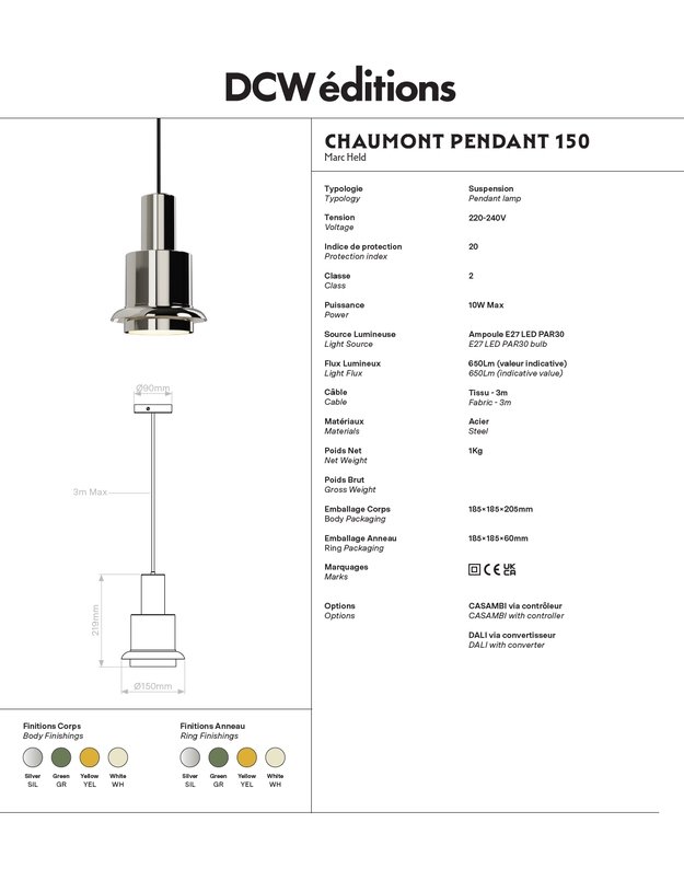 CHAUMONT PENDANT LAMP | +sizes 10