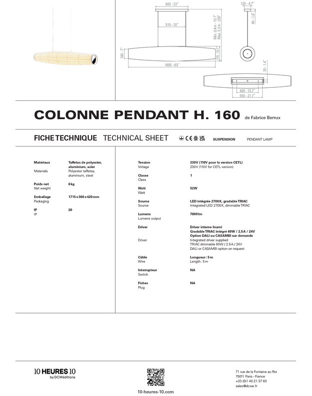 COLONNE PENDANT LAMP | +sizes 10