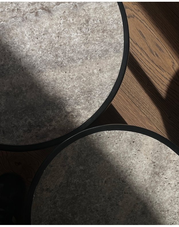 TRUMPET TABLE LOW | Silver Travertine 1