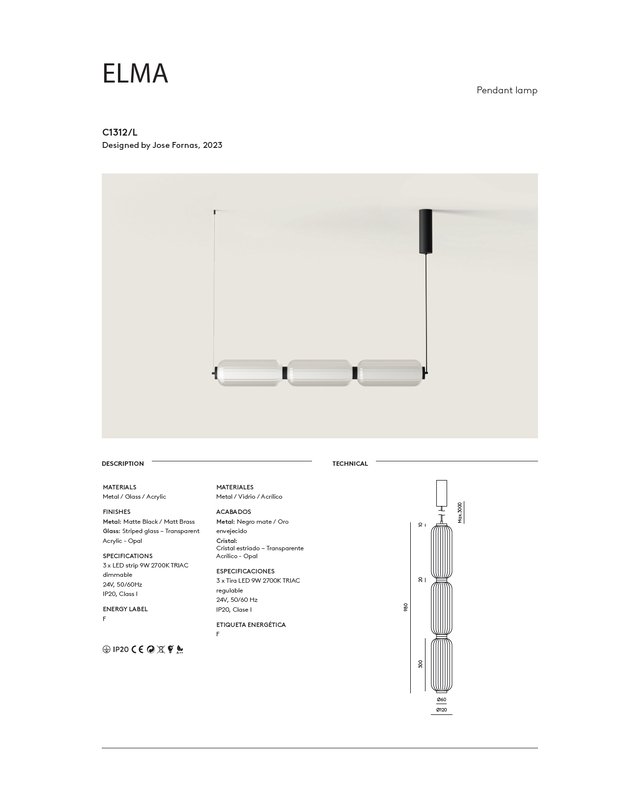 PAKABINAMAS ŠVIESTUVAS ELMA L | +spalvos 3