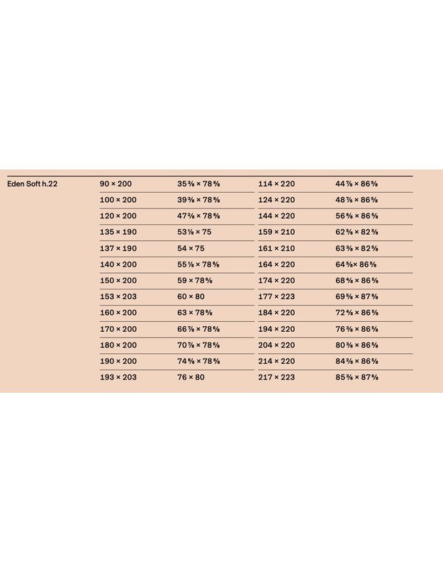 BED EDEN SOFT H22 12