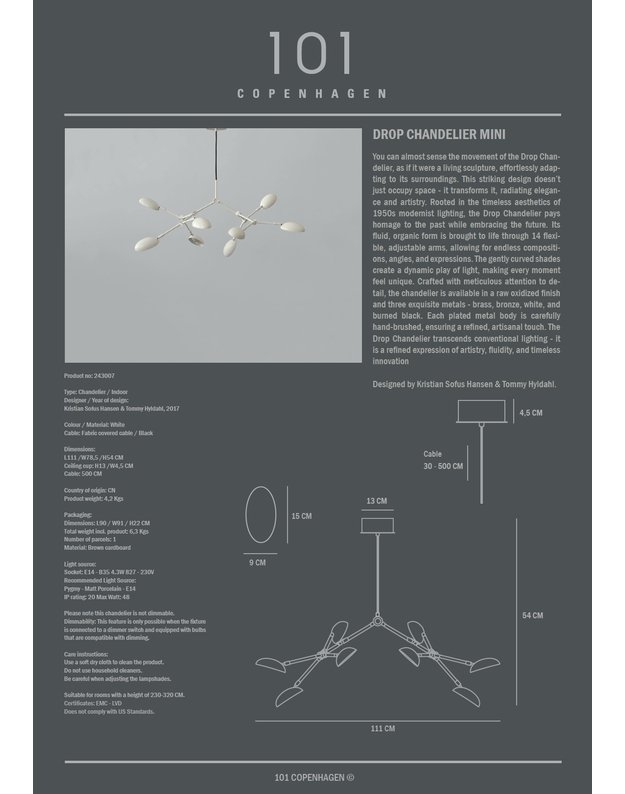 DROP CHANDELIER WHITE MINI 3
