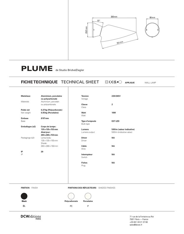 SIENINIS ŠVIESTUVAS PLUME