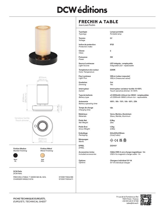 STALINIS ŠVIESTUVAS FRECHIN A TABLE 7