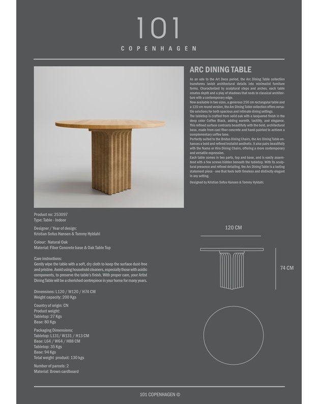 ARC DINING TABLE L120cm | Natural Oak  3