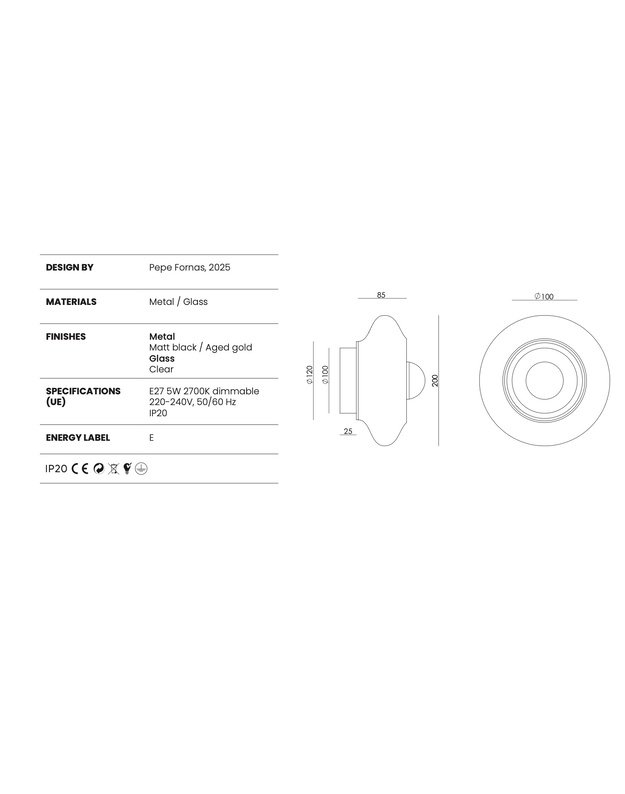 SIENINIS ŠVIESTUVAS VITREE | +spalvos 2