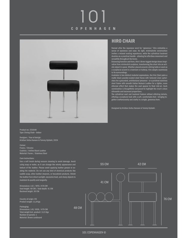 KĖDĖ HIRO | Stainless Steel - Aniline Leather Black
