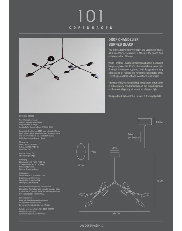 DROP CHANDELIER BURNED BLACK 8