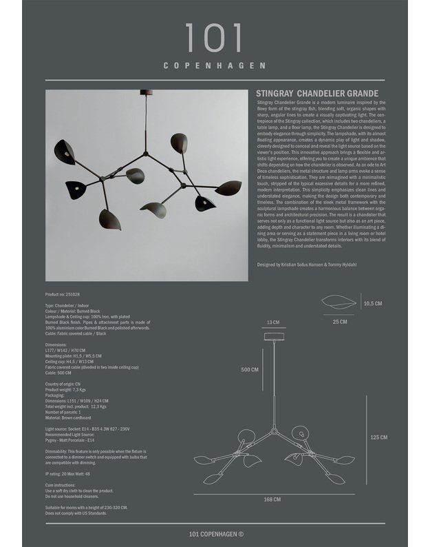 STINGRAY CHANDELIER GRANDE | Burned Black 4