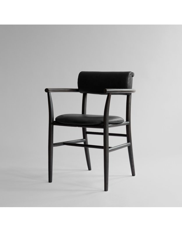 NAMA DINING CHAIR ARMREST | Aniline Leather Black