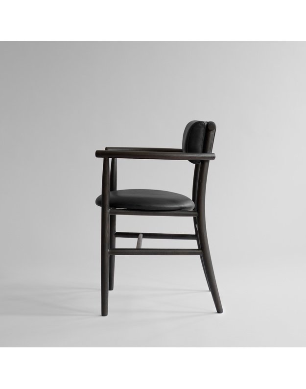 NAMA DINING CHAIR ARMREST | Aniline Leather Black