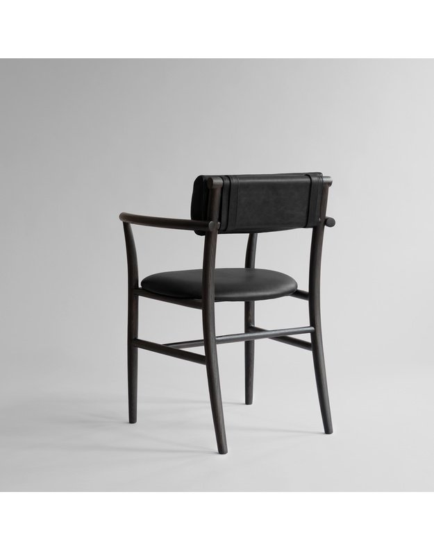 NAMA DINING CHAIR ARMREST | Aniline Leather Black