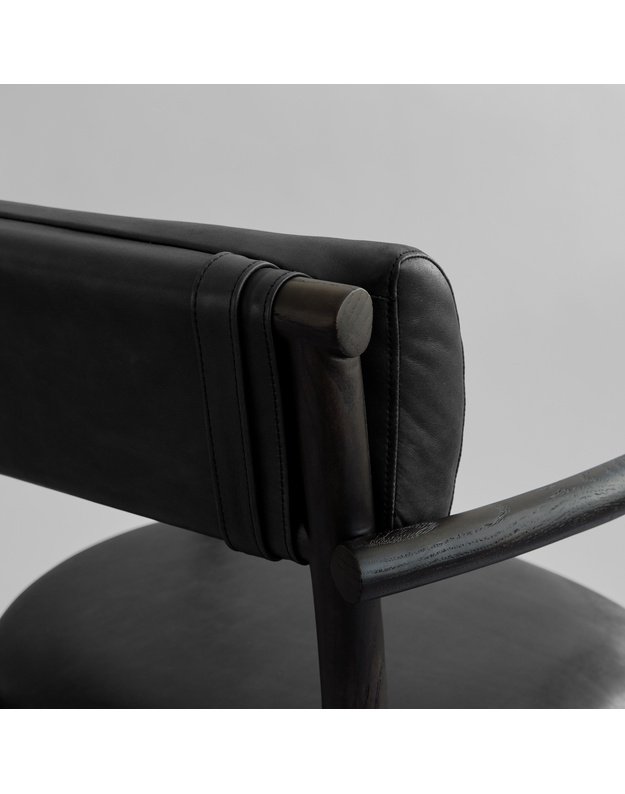 NAMA DINING CHAIR ARMREST | Aniline Leather Black