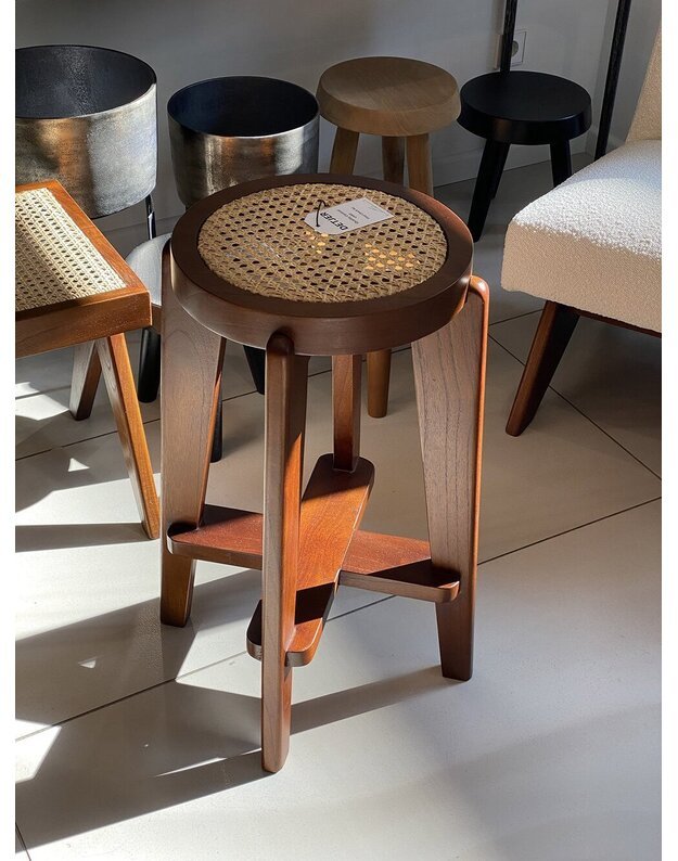 CANE COUNTER STOOL | DARK BROWN expo