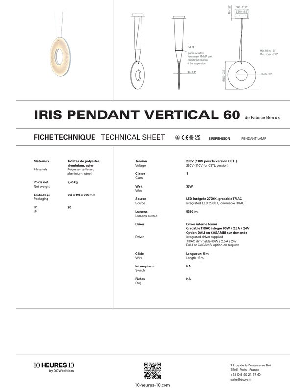 IRIS VERTICAL PENDANT LAMP | +sizes 8