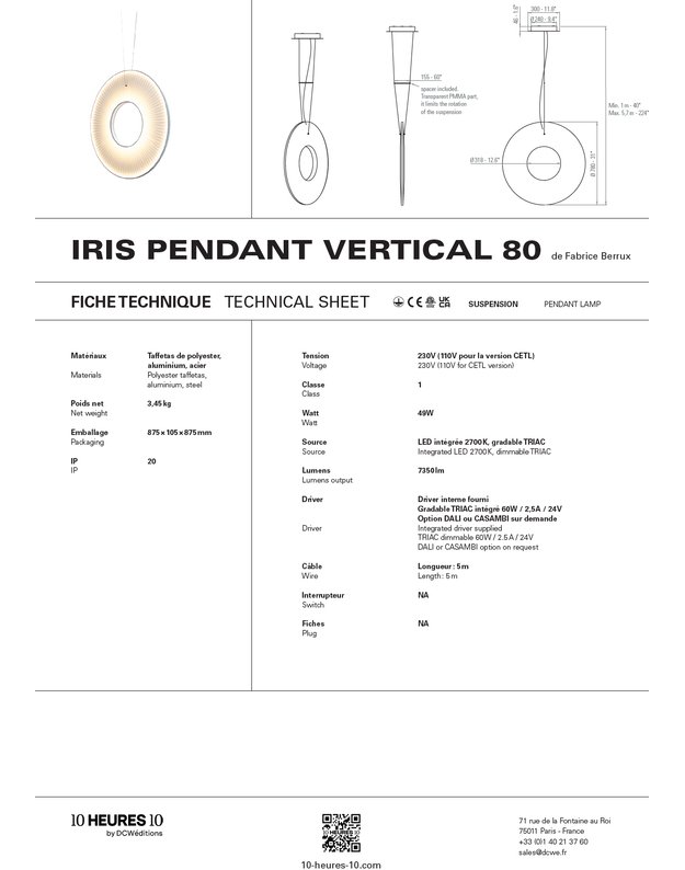 IRIS VERTICAL PENDANT LAMP | +sizes 9