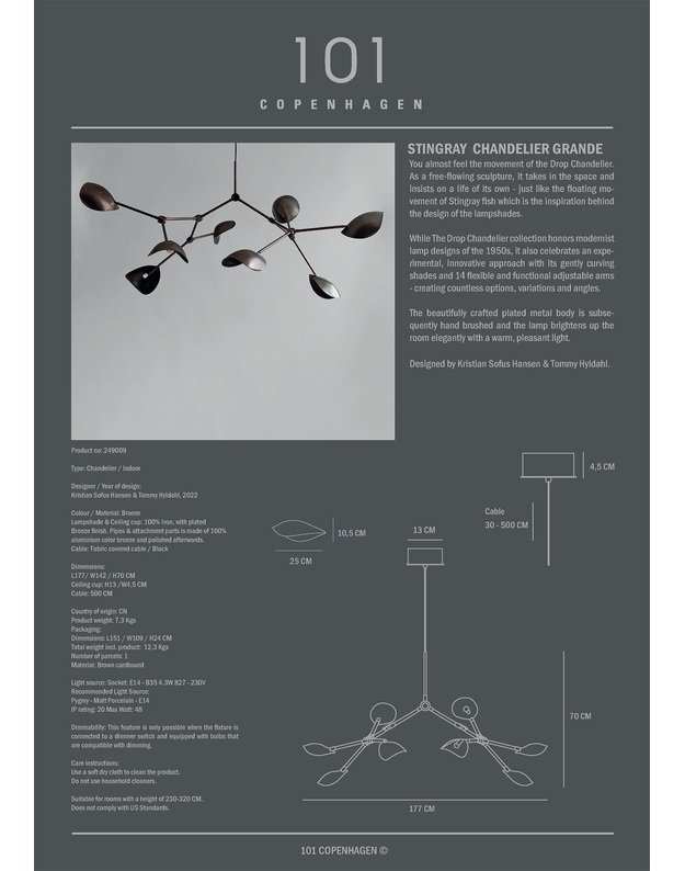 STINGRAY CHANDELIER GRANDE | Bronze 11