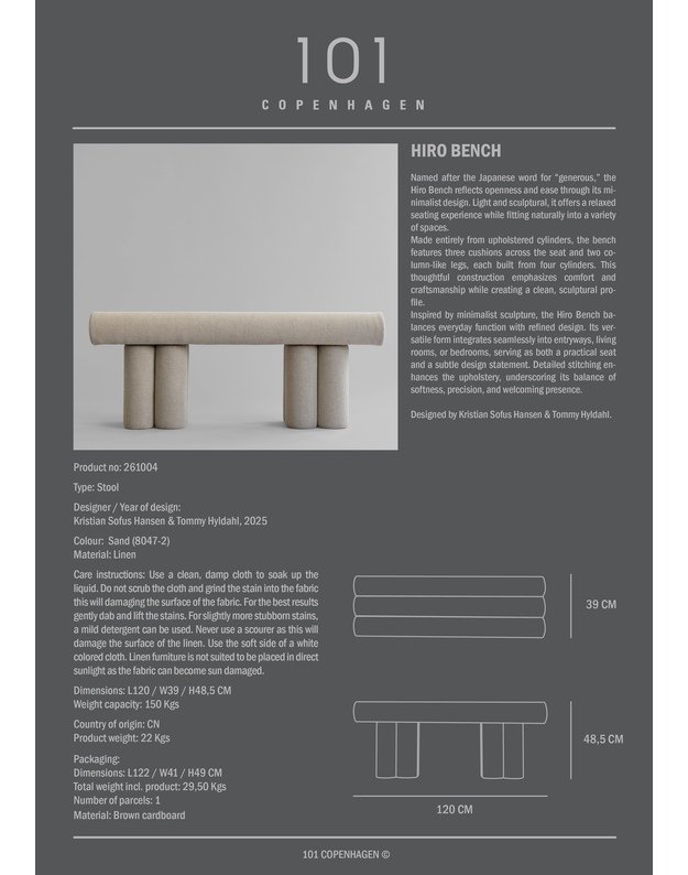 HIRO BENCH | Linen 6