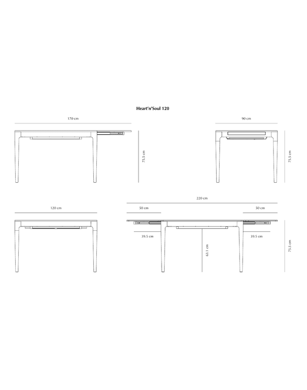 HEART'N'SOUL EXTENDABLE DINING TABLE 120/220 | Oak FENIX