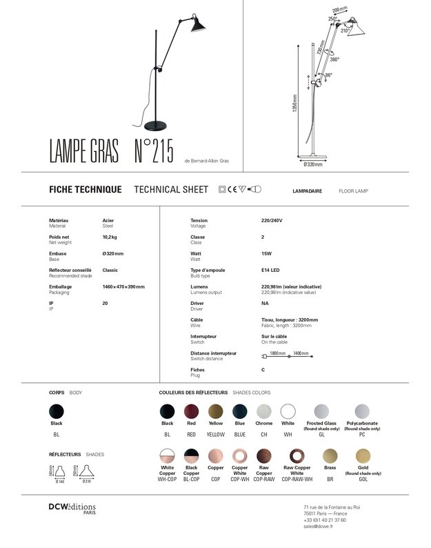  LA LAMPE GRAS 215 FLOOR LAMP | +colours