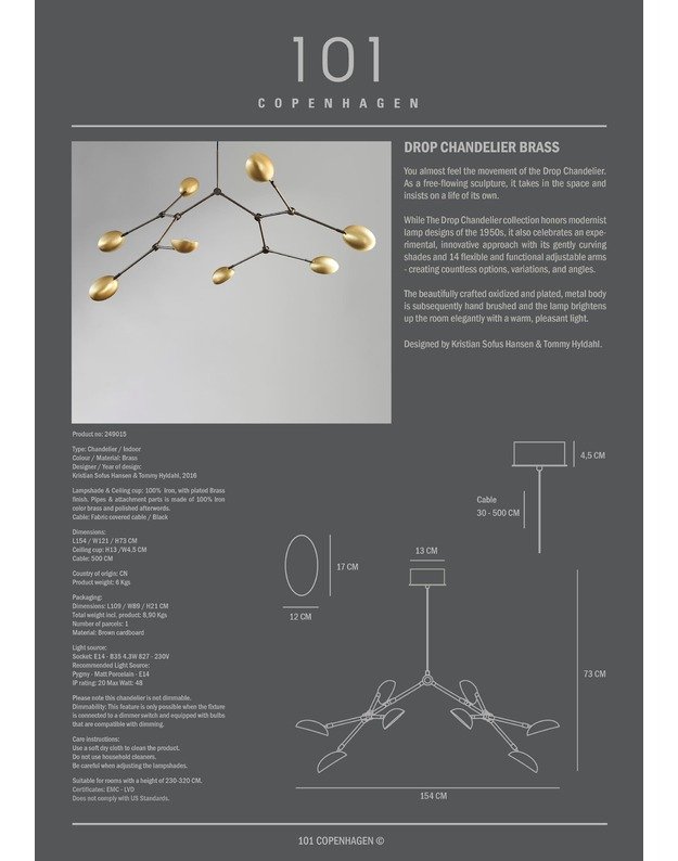 DROP CHANDELIER BRASS 11