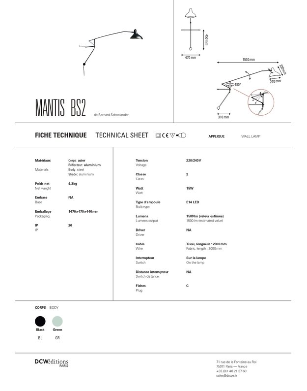 SIENINIS ŠVIESTUVAS MANTIS BS2