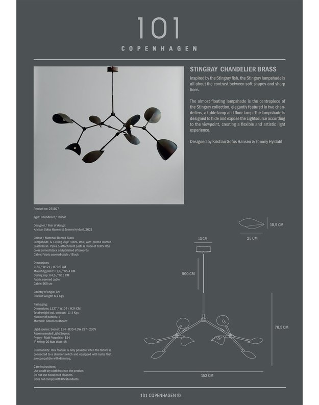 STINGRAY CHANDELIER | Burned Black  5