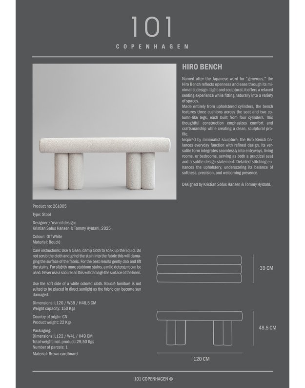 HIRO BENCH | Off White 6