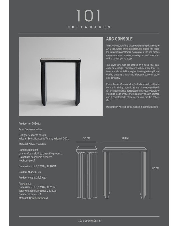 ARC CONSOLE | Silver Travertine 6