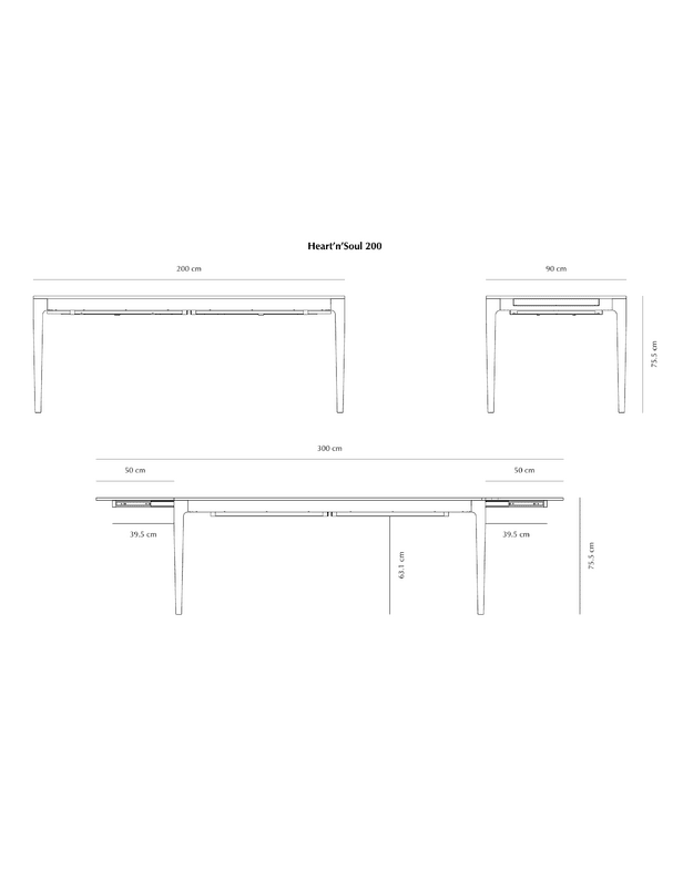HEART'N'SOUL EXTENDABLE DINING TABLE 200/300 | Black Oak