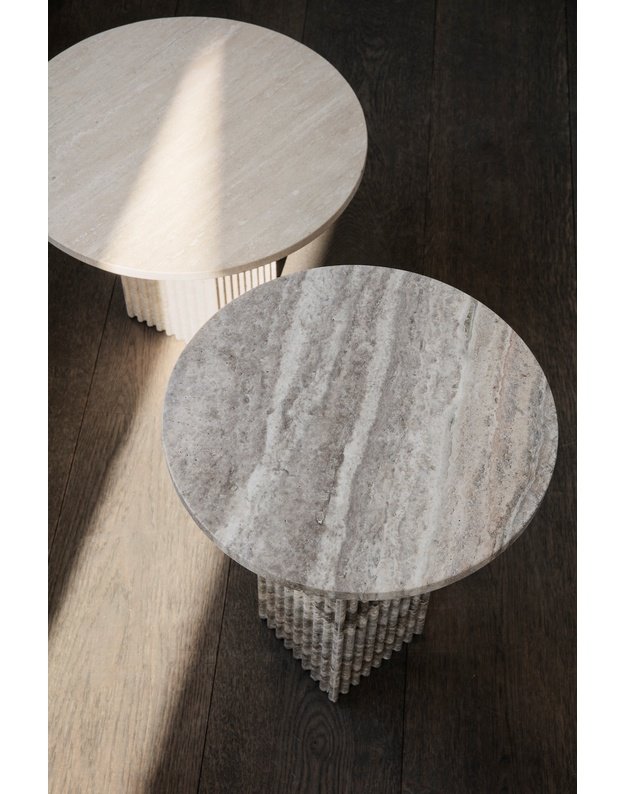 SOHO COFFEE TABLE tall| silver travertine