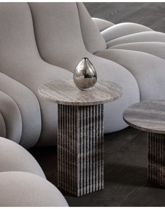 SOHO COFFEE TABLE tall| silver travertine