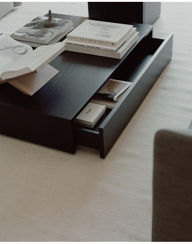 COFFEE TABLE MASS with drawer | Black oak