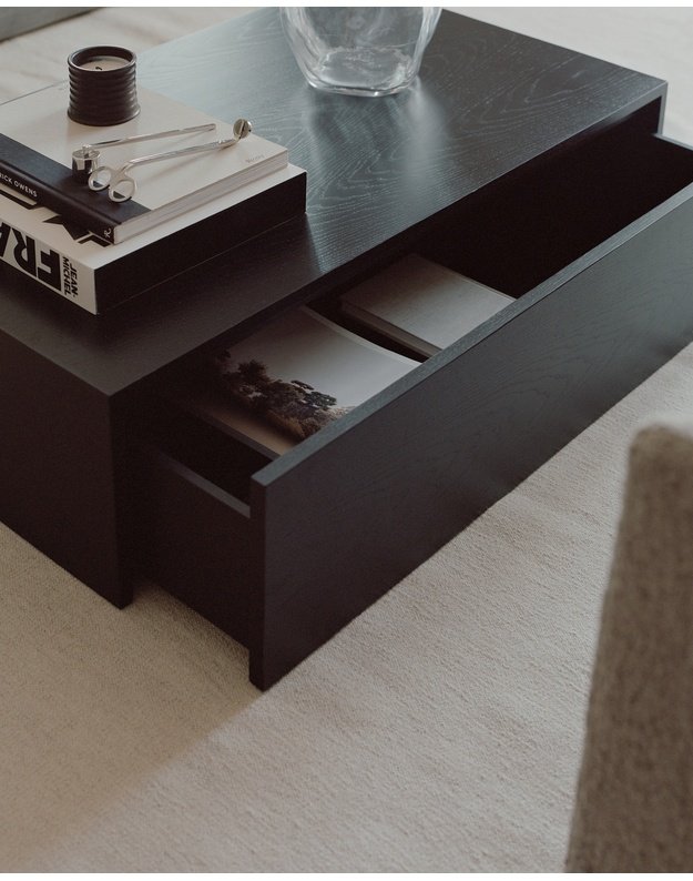 COFFEE TABLE MASS with drawer | Black oak