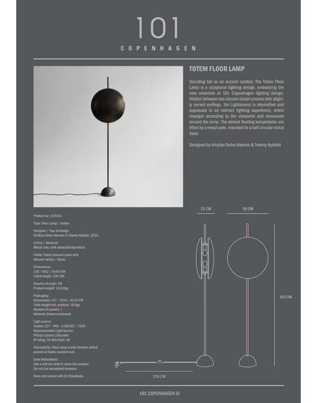 PASTATOMAS ŠVIESTUVAS TOTEM H165cm