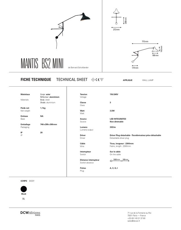 SIENINIS ŠVIESTUVAS MANTIS BS2 MINI