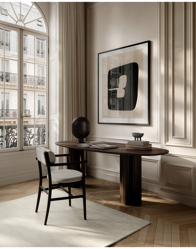 NAMA DINING CHAIR ARMREST | Aniline Leather Black 8