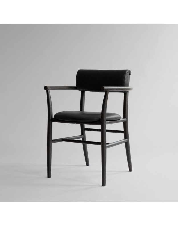NAMA DINING CHAIR ARMREST | Aniline Leather Black 2
