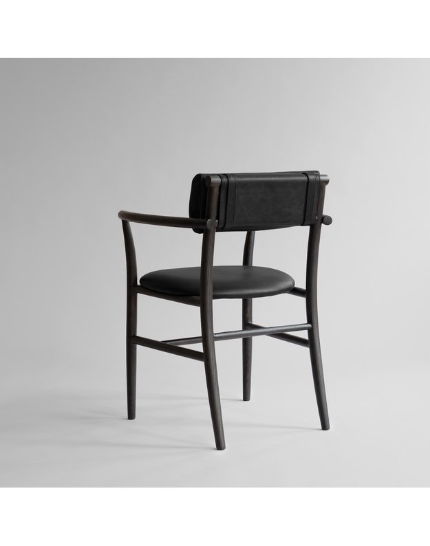 NAMA DINING CHAIR ARMREST | Aniline Leather Black 4