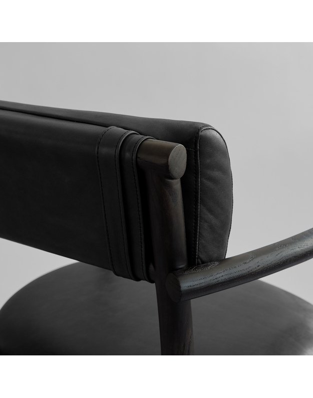 NAMA DINING CHAIR ARMREST | Aniline Leather Black 6