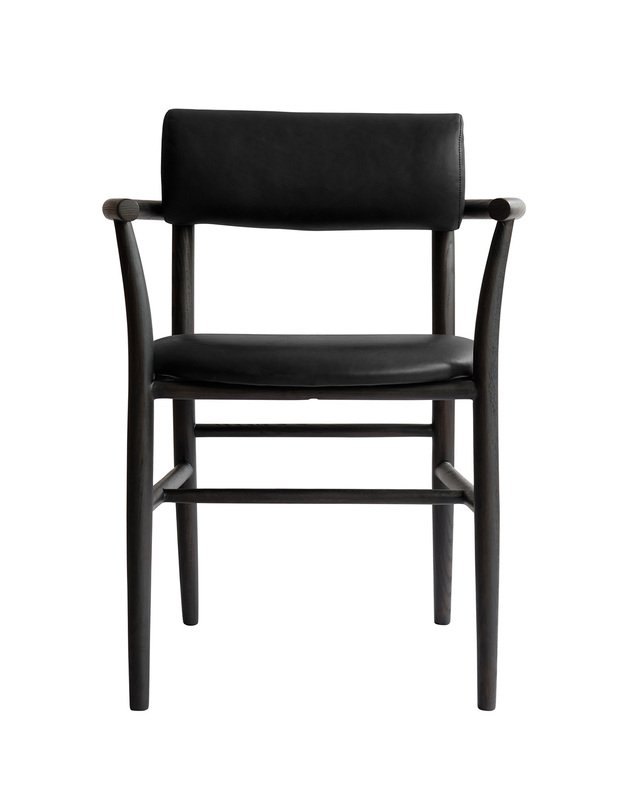 NAMA DINING CHAIR ARMREST | Aniline Leather Black