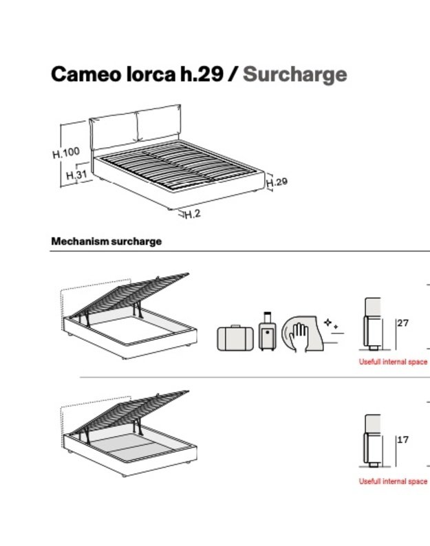 BED CAMEO IORCA H29 4