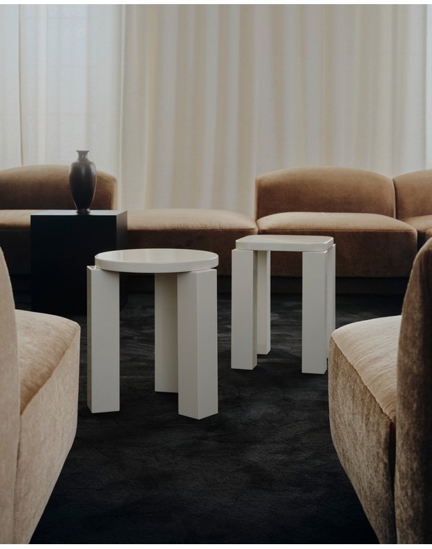 STALIUKAS / TABURETĖ ATLAS ROUND | Lacquered Creme