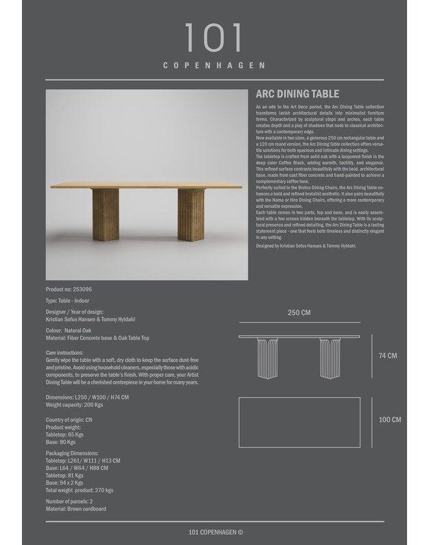 STALAS ARC L250cm | Natural Oak