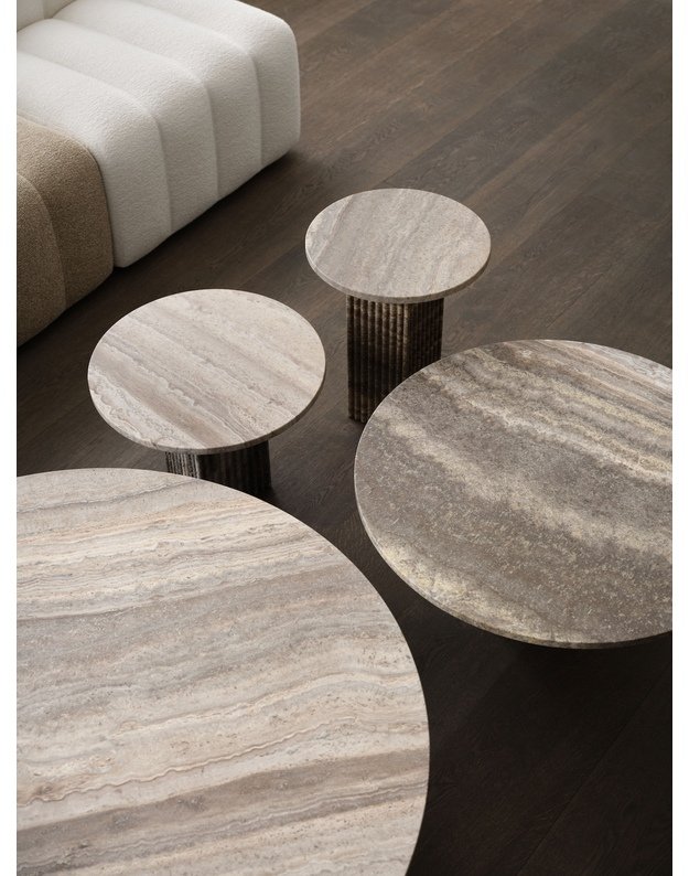 SOHO COFFEE TABLE| silver travertine +sizes 4