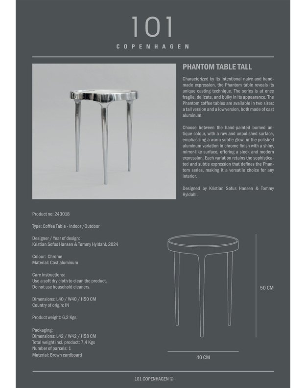 PHANTOM TABLE TALL | Chrome