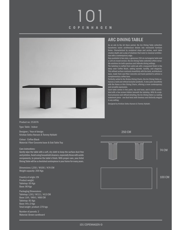 ARC DINING TABLE L250cm | Coffee Black Oak  4