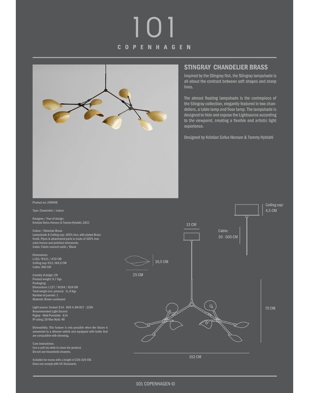 STINGRAY CHANDELIER | Brass 7