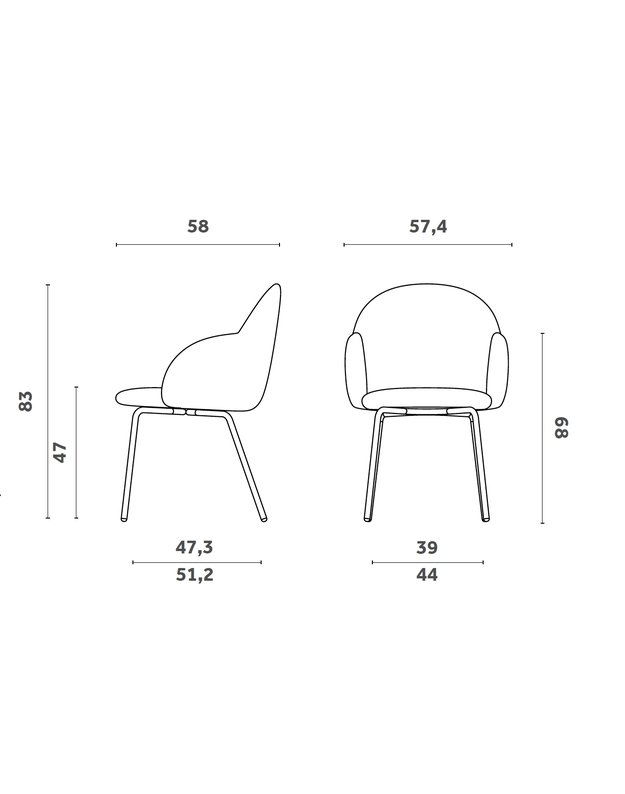 KĖDĖ SU PORANKIAIS IOLA BASIC | +spalvos 7