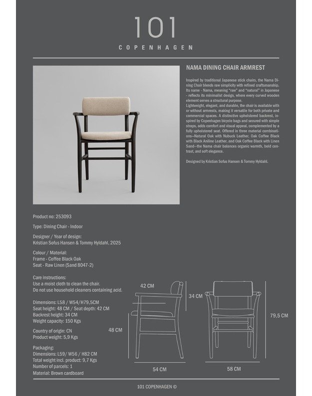 NAMA DINING CHAIR ARMREST | Linen 8